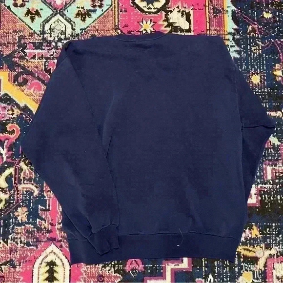 Vintage Jerzees Crewneck Sweatshirt Large Blank Navy‎ Made in USA - Picture 2 of 2
